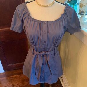 Antilia Femme SzM Smoke Gray Designer Belted Stretch Top